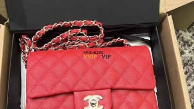 #지존 샤넬 CHANEL 클래식 뉴미니 레드 캐비어 샴페인골드 하드웨어 A69900 검수사진✔ ☆☆☆☆☆