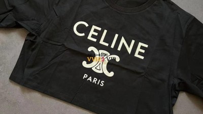 셀린느 CELINE 로고 크롭 반팔티셔츠 블랙 2X871501F 검수사진 ☆☆☆☆☆