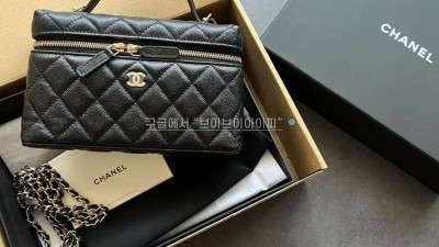 샤넬 25SS 탑핸들 포쉐트 체인 베니티백 블랙 AP4385 17x19.5x5cm 검수사진 #지존샵