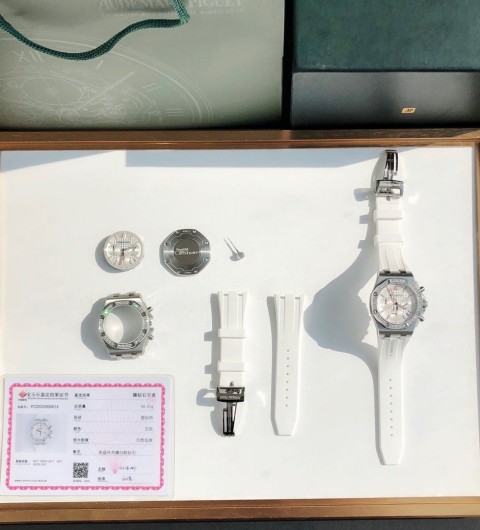 #신공장 오데마피게 로얄오크 다이아몬드 쿼츠 크로노그래프 여성시계 37MM + 904L + 다이아몬드세팅 + 스위스 쿼츠 무브먼트 ☆☆☆☆☆