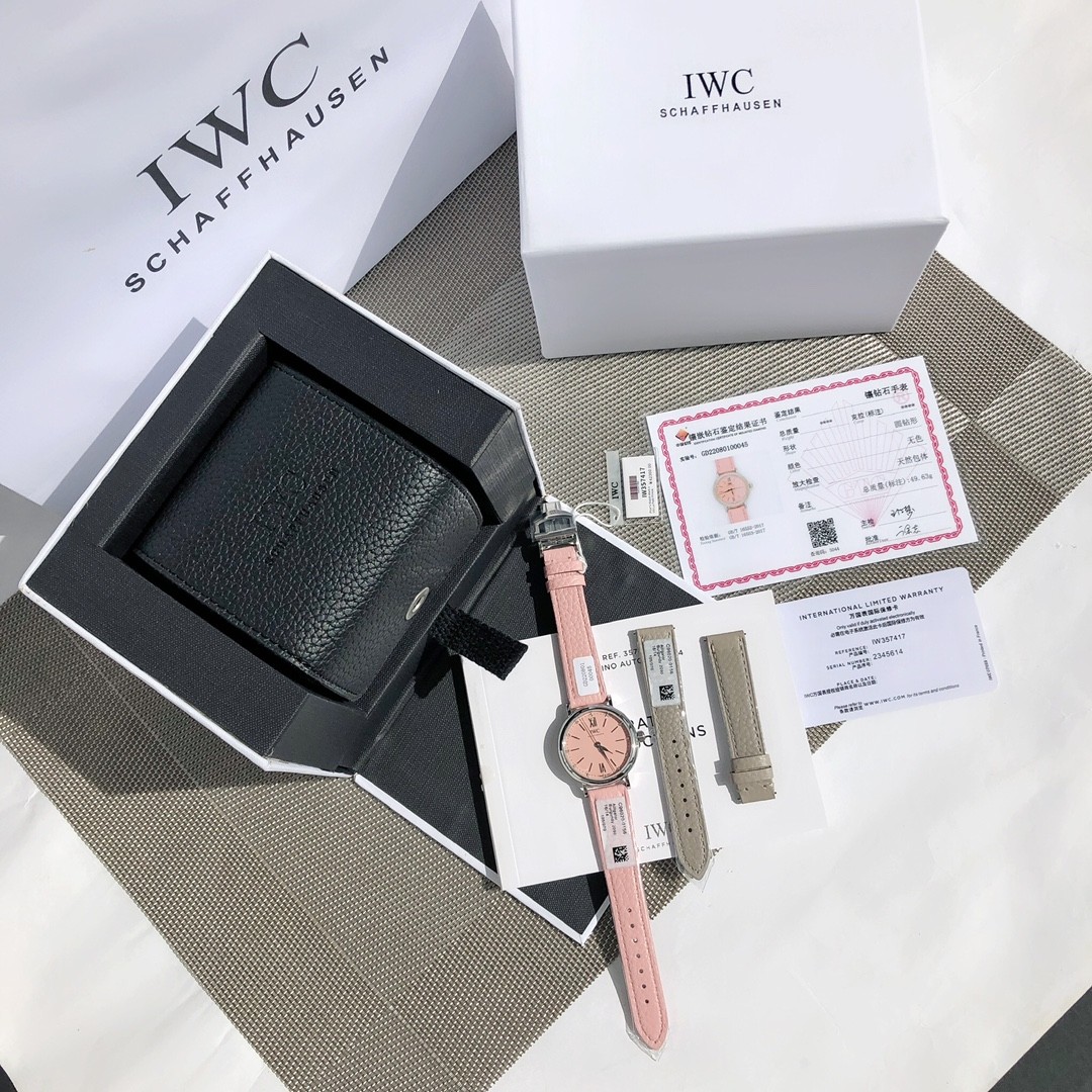 #신공장 IWC 아이더블유씨 34 레이디 다이아 인덱스 여성시계 IW357416 34MM + 천연다이아몬드세팅 + 스위스 SW-300 오토메틱 무브먼트 + 수입송아지가죽밴드 ☆☆☆☆☆