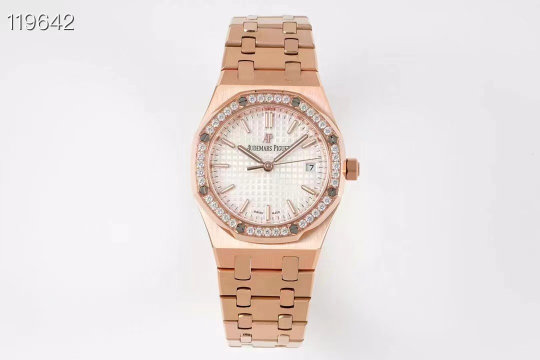 #8F 오데마피게 로얄오크 77350 / 77351 여성시계 34MM + 재팬 미요타 9015 > Calibre 5800 오토메틱 무브먼트 ☆☆☆☆☆