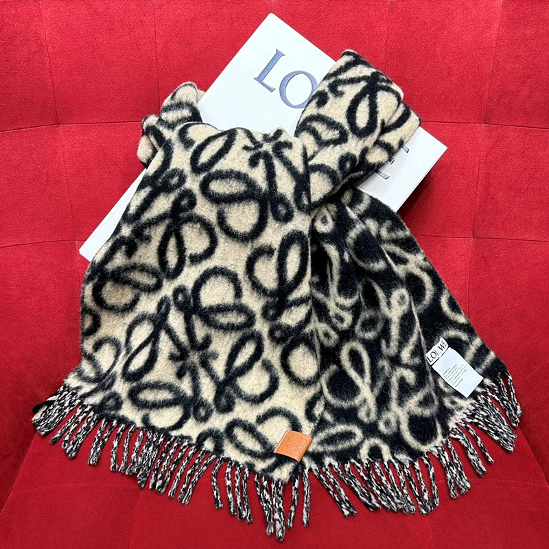 로에베 Loewe 아나그램 양면 알파카 울 혼방 머플러 스카프 SIZE 186*36cm @ 알파가 45% + 울  34% + 나일론 21% ☆☆☆☆☆ #폭스