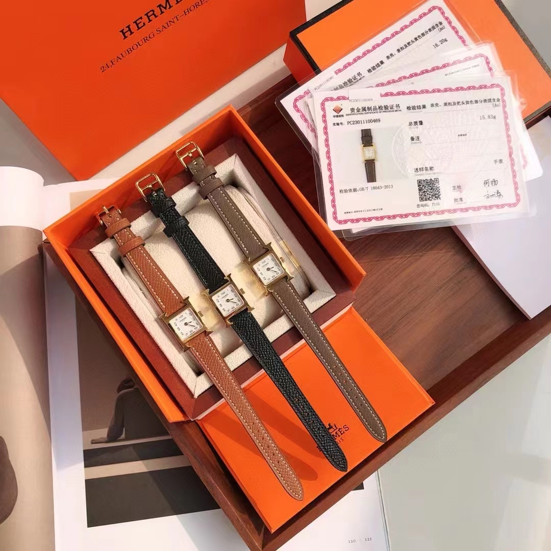 에르메스 HERMES H아워 TPM 금장/은장 17cm + 스위스 쿼츠 무브먼트 ☆☆☆☆☆ #신공장