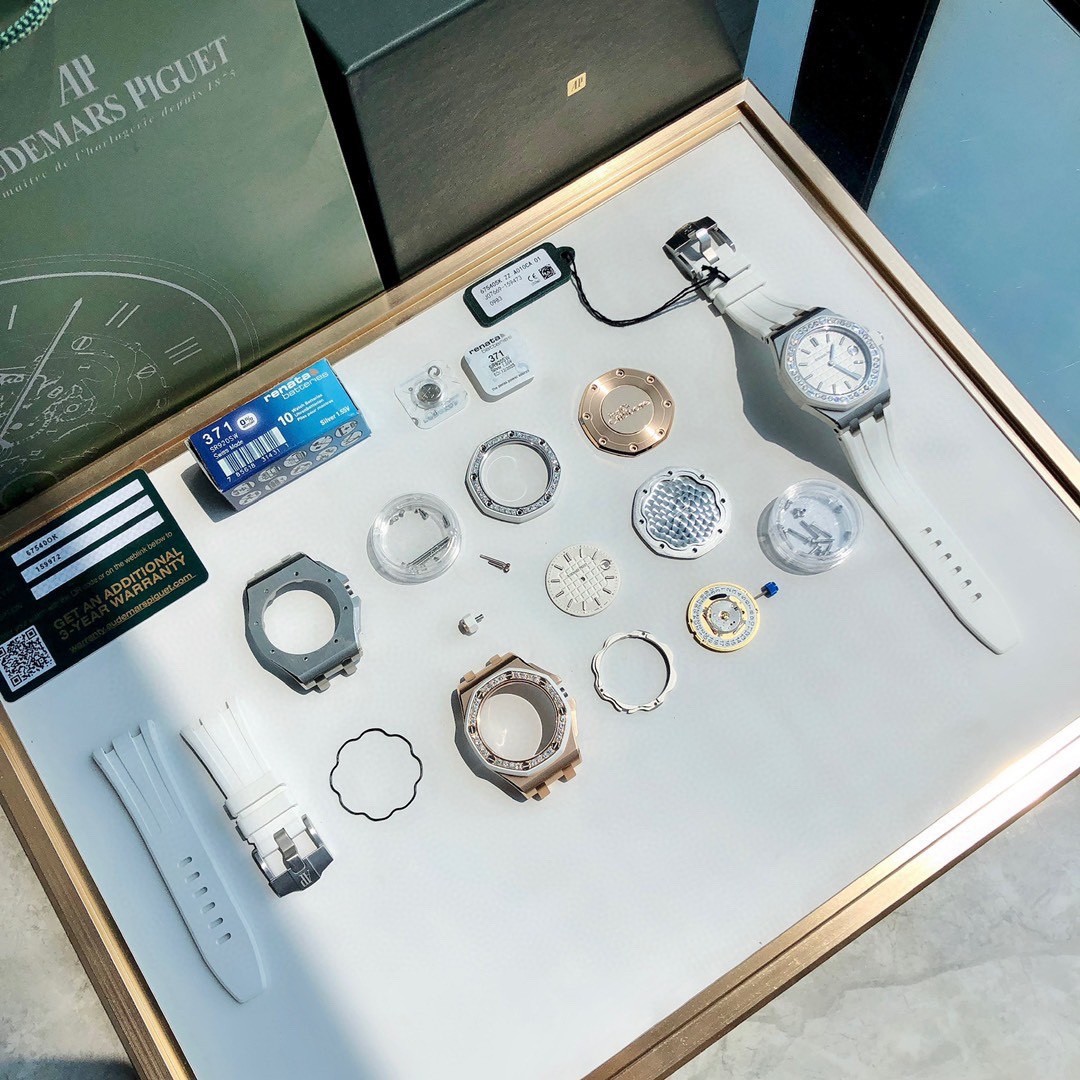 AUDEMARS PIGUET 오데마피게 로얄 오크 오프셔 레이디 워치 AP67540 @ 37MM + 스위스 쿼츠무브먼트 + 천연 다이아몬드 1.02캐럿 세팅 + 리퀴드 실리콘 밴드 유럽인증 친환경소재 #신공장