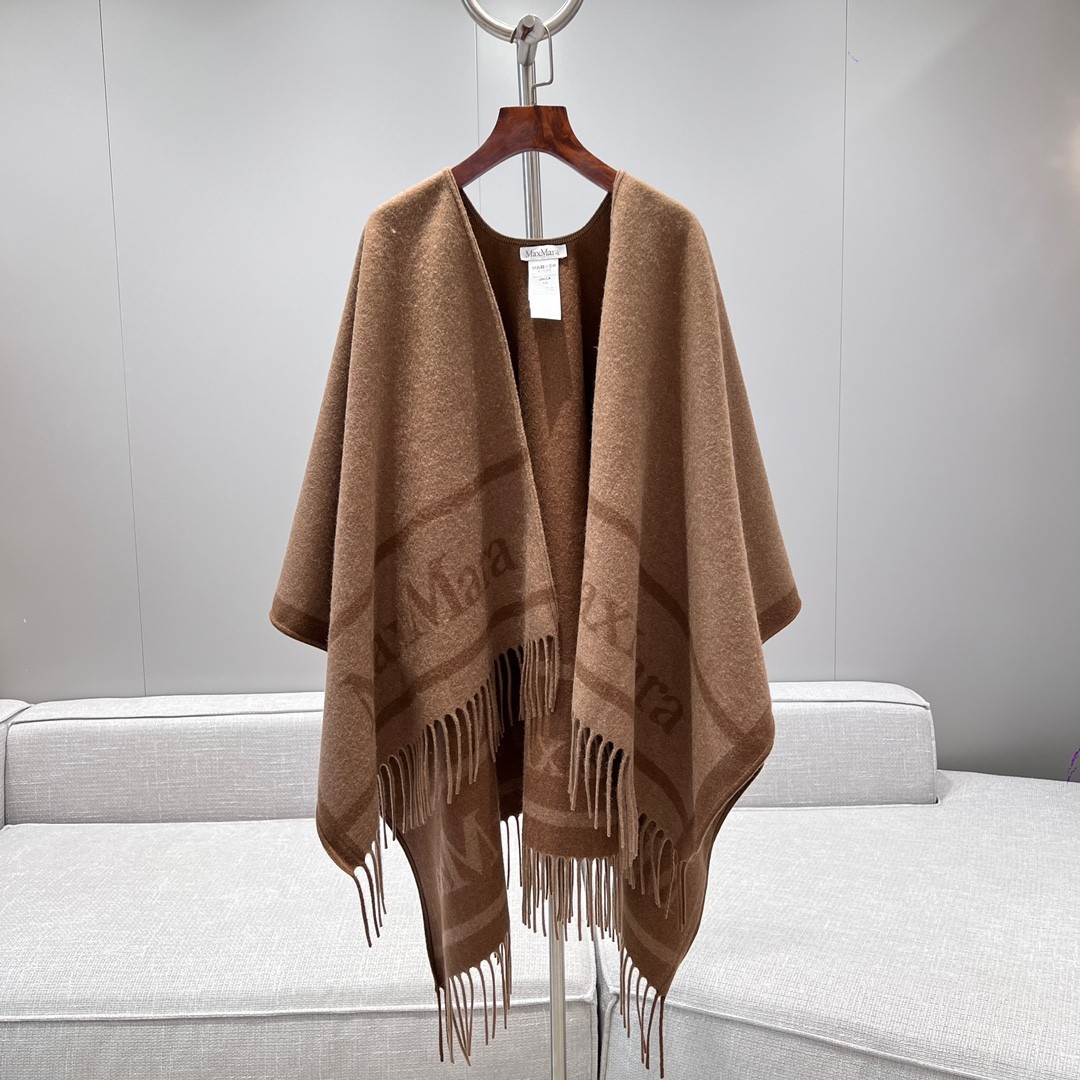 막스마라 MaxMara 로고 양면 울 프린지 케이프 [사이즈] 162x130cm @ 100% 울 #극치샵
