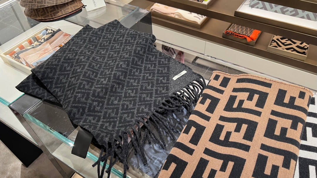 펜디 FENDI FF 로고 머플러 [사이즈] 180x30cm @ 울 80% + 캐시미어 20%