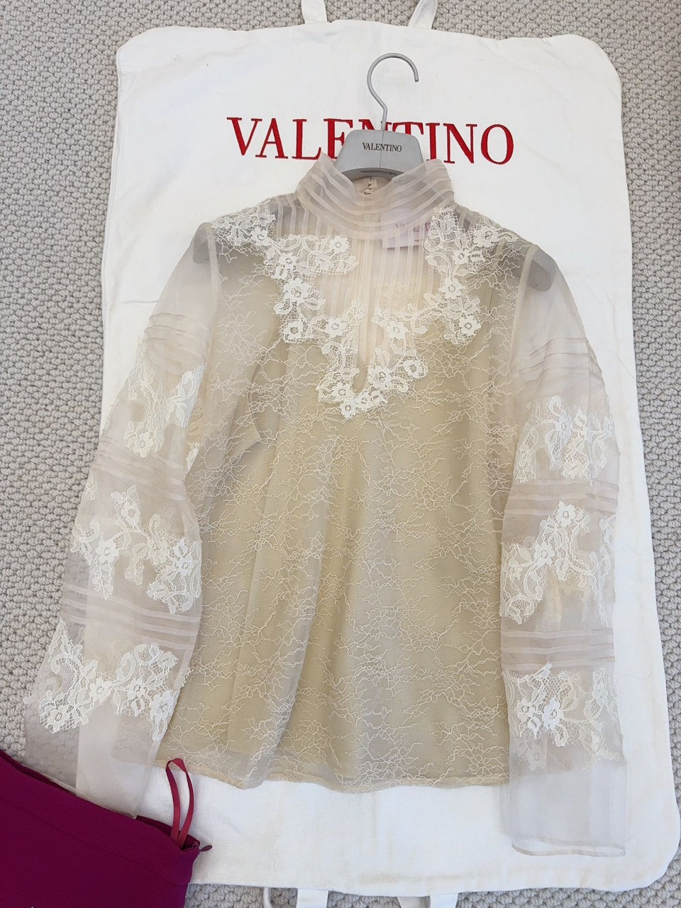 발렌티노 Valentino 시스루 레이스 블라우스 36 38 40 42