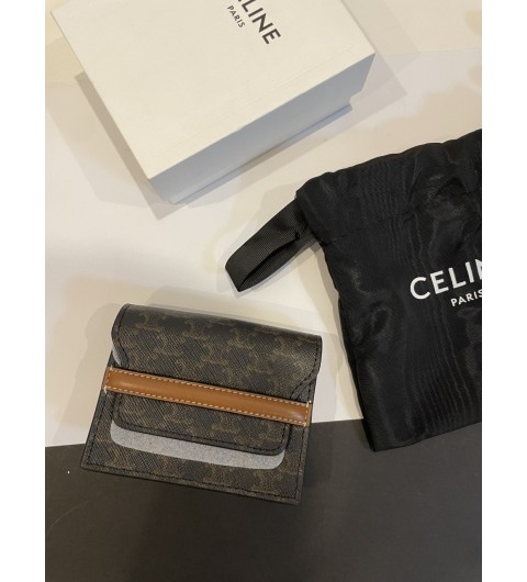 셀린느 명함 홀더 트리옹프 캔버스 & 램스킨 탠 FR16462651I #브이브이아이피공장