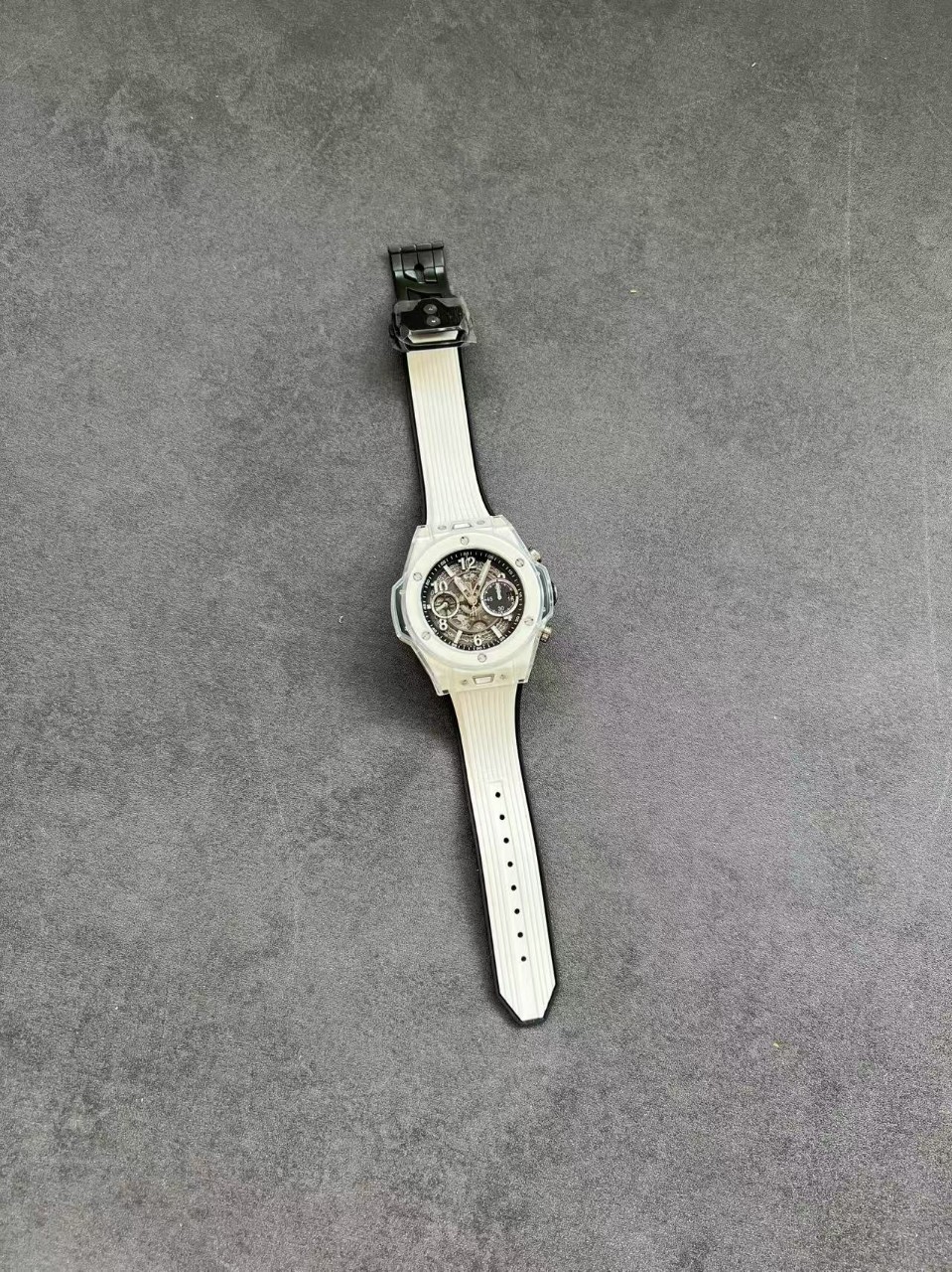 위블로 빅뱅 유니코 42MM 화이트 세라믹 BBF 1:1 베스트 에디션 스켈레톤 다이얼 러버 화이트 스트랩 A1280 V2 검수사진 #BBF공장