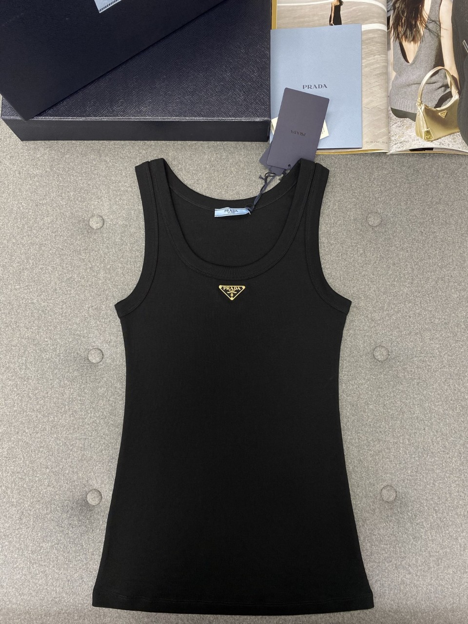 프라다 PRADA 니트 저지 탱크 탑 36 38 40