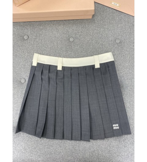 미우미우 그레이 플리츠 미니 스커트 MG2348OOO11RF F0480 36 38 40