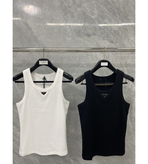 프라다 트라이앵글 로고 코튼 탱크탑 UJT109S22211ZM S M L XL