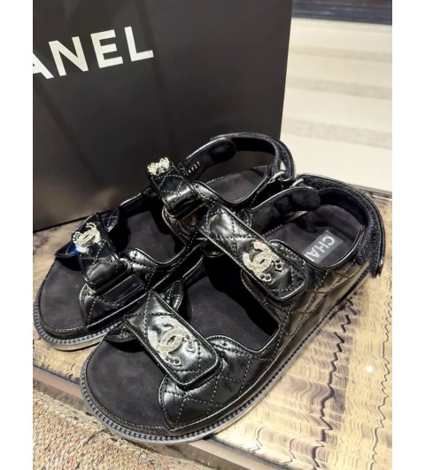 샤넬 25SS 벨크로 샌들 CC로고 큐빅 크리스탈 스트라스 블랙 베이지 핑크 G35927 35~40 #폭스샵