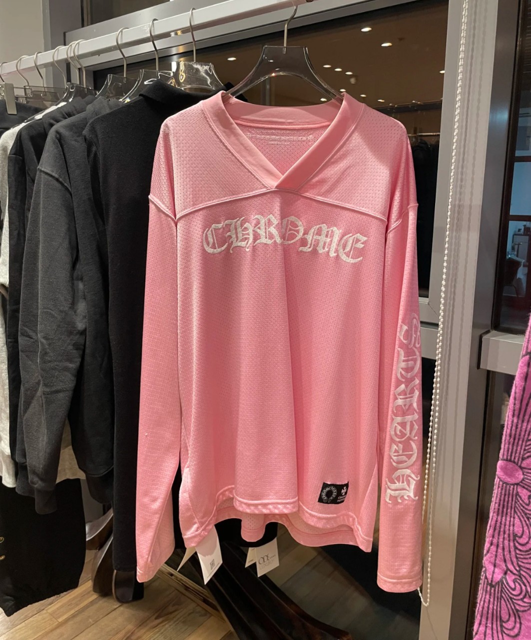 크롬하츠 러브 유 메쉬 웜 업 저지 핑크 긴팔티셔츠 S M L XL