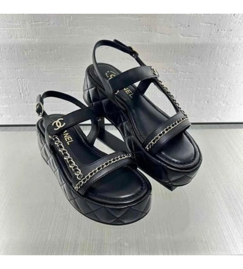 샤넬 25SS CC로고 체인 플랫폼 샌들 G46300 B19705 (블랙/골드) 35~40