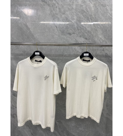 루이비통 시그니처 남성 코튼 니트 반팔 티셔츠 블랙 화이트 1AATXA S M L XL