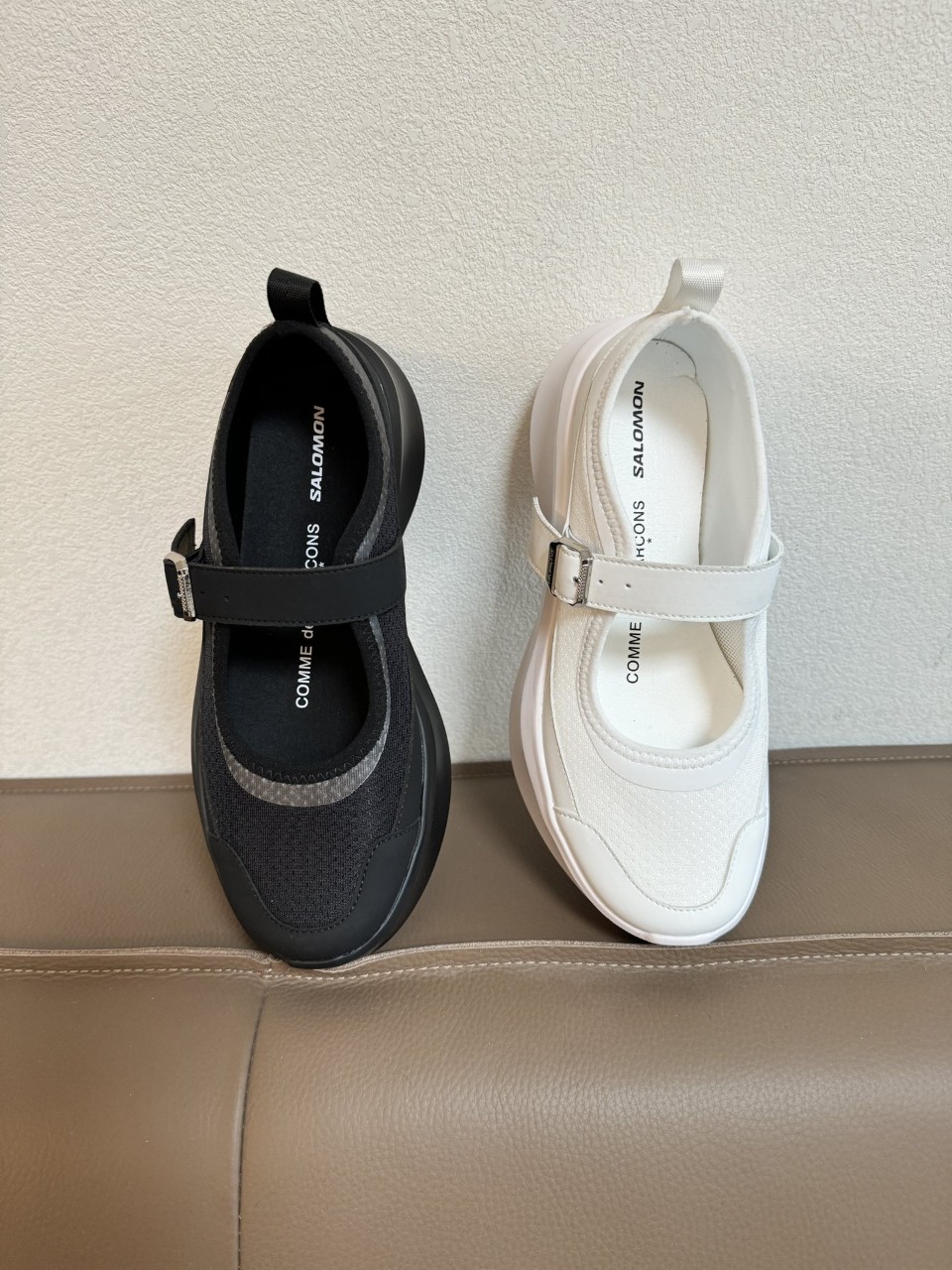 살로몬 x 꼼데가르송 RX 메리 제인 플랫폼 블랙 화이트 35~40 굽 6.5cm