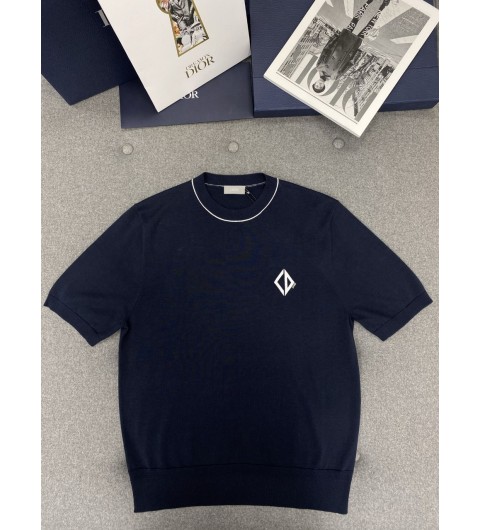 디올 CD Diamond 반소매 스웨터 코튼 실크 저지 593M604A6001_C980 S M L XL